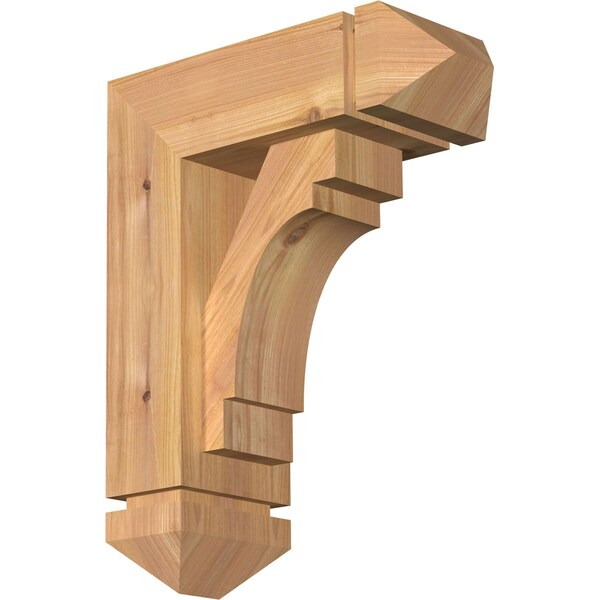 Ekena Millwork Merced Arts and Crafts Smooth Bracket w/ Offset Brace, Western Red Cedar, 5 1/2"W x 14"D x 18"H BKT0604X14X18MRC03SWR - main